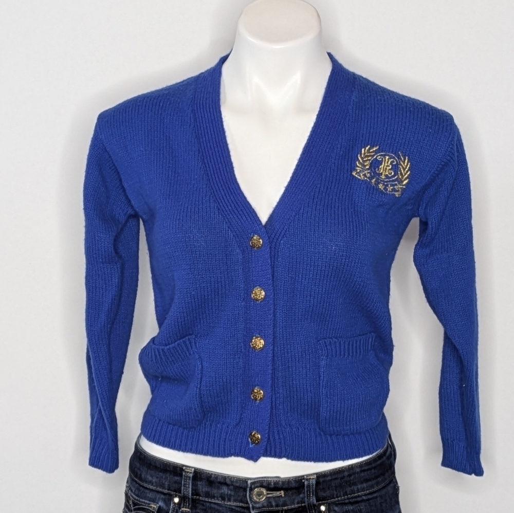 Vintage Kazbah Club Sorority Style Button Up V Neck Cardigan Sweater 7/8